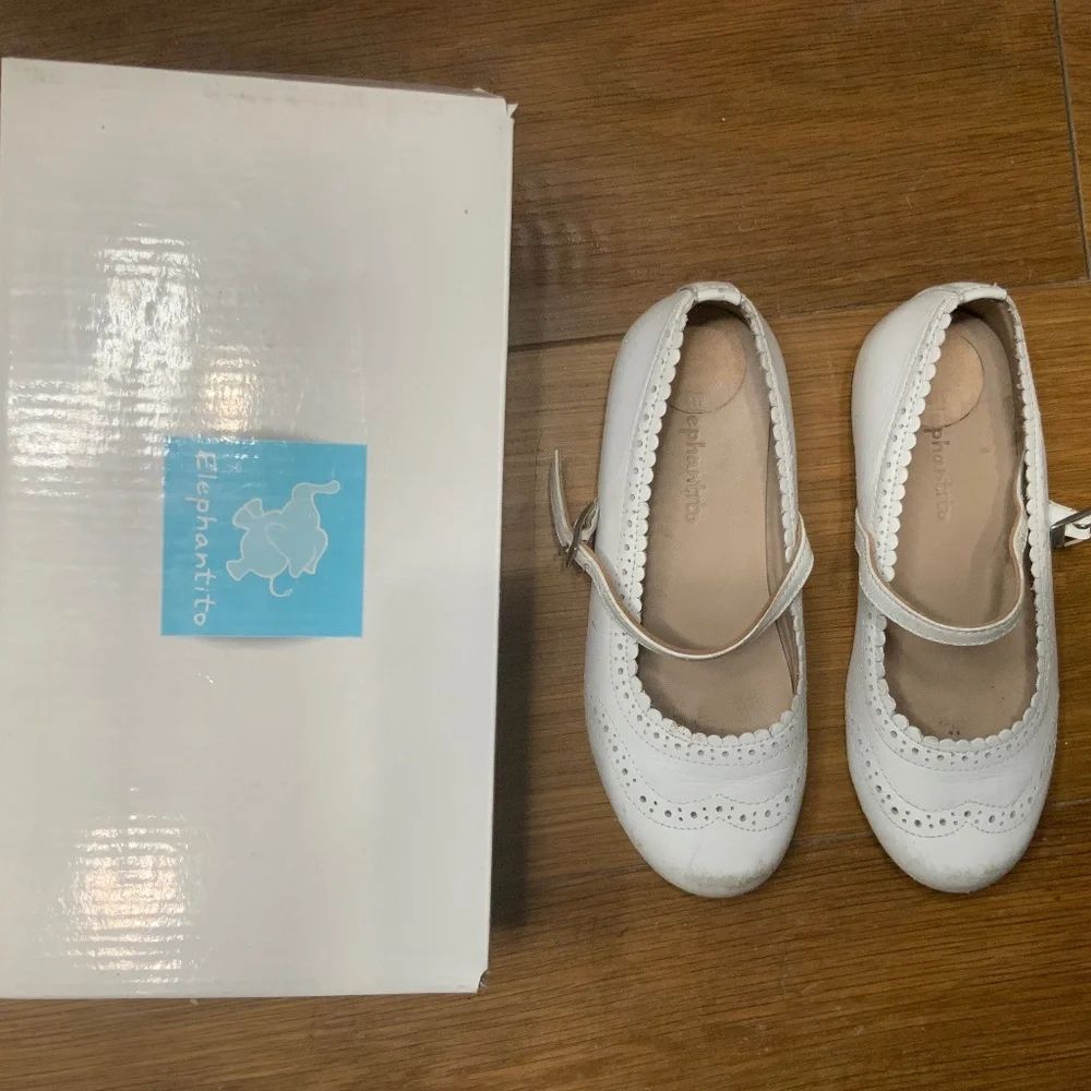 Elephantito Vicky Ballerina White Leather Shoes
